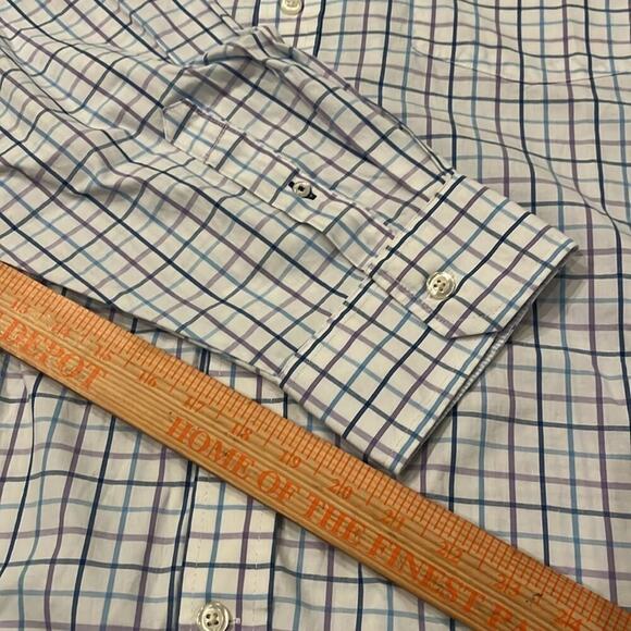 Izod Long Sleeve Checkered Button Down Collared Shirt Size 4X Purple and Blue - Picture 9 of 9